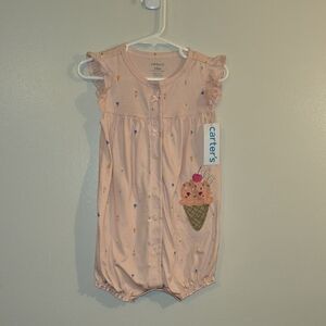 Carter's Light Pink Romper with Ice Cream Design LOT S